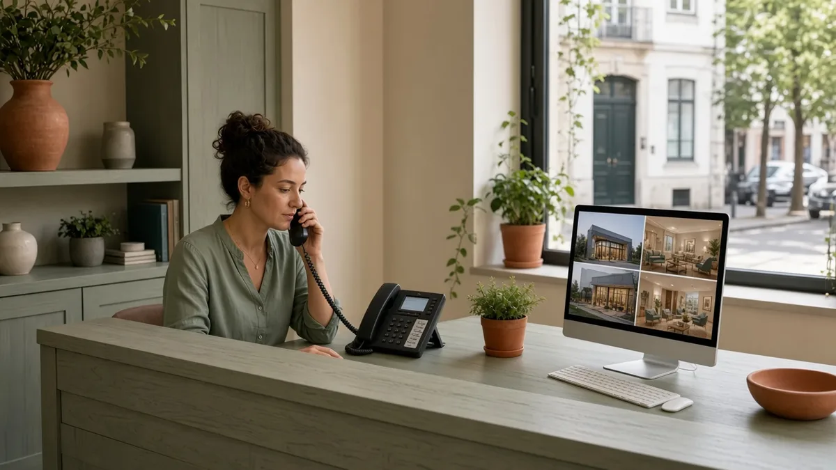 Coordinator reviewing real practice photos for a Google Business Profile